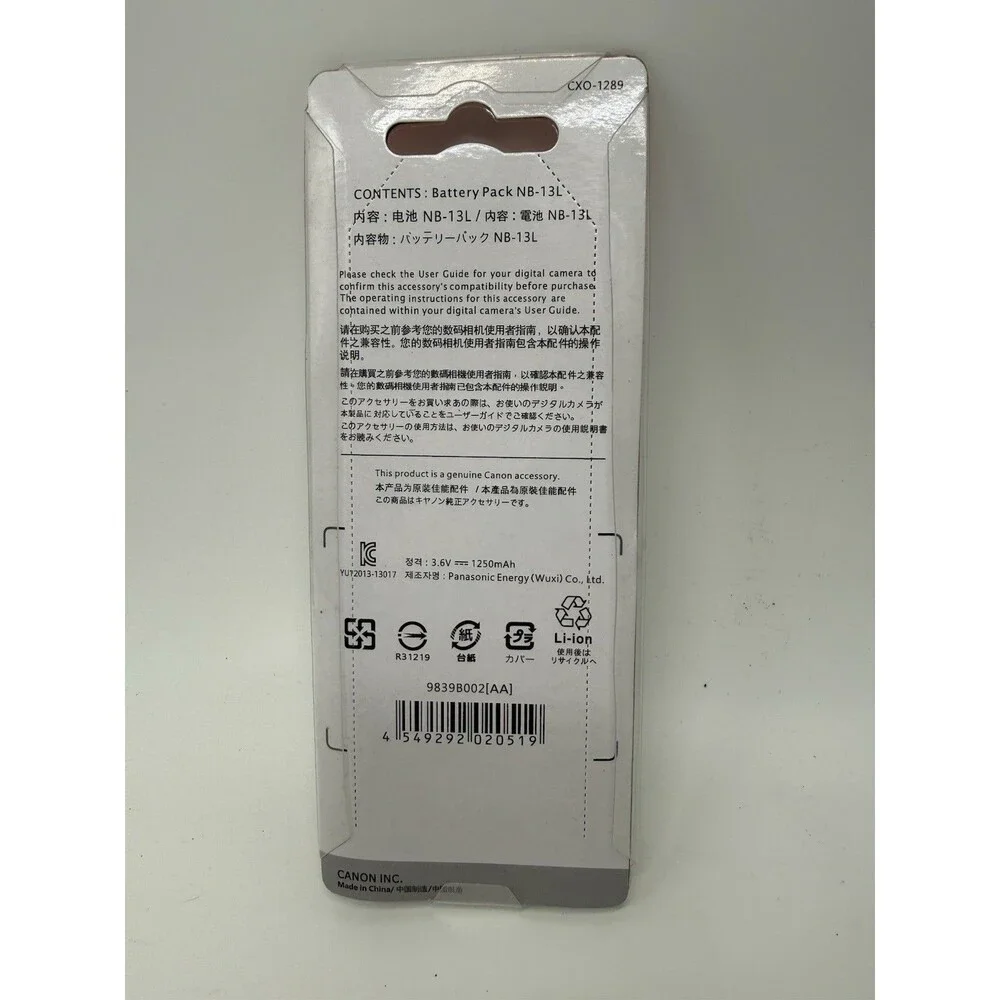 Canon Battery Pack NB-13L Genuine OEM for PowerShot G7X G5X G9X SX730 SX740 G7XI